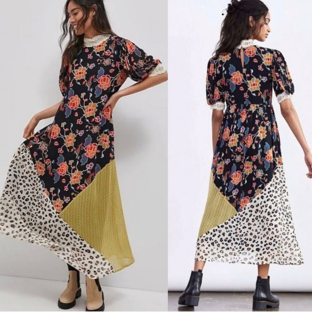 Anthropologie ANTHROPOLOGIE VERB Pallavi Singhee Mixed Media Maxi Dress Size L